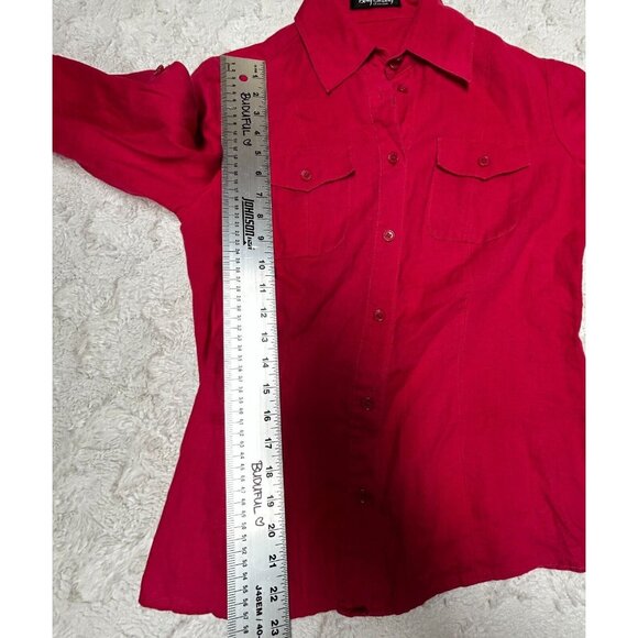 Betty Barclay Collection Womens Size 38 Button Up Long Sleeve Linen Shirt Casual - Picture 9 of 9